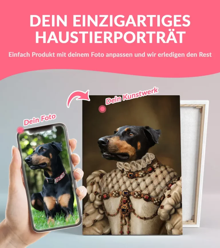 Produktfoto für gerahmtes Royal Hundeporträt mit Produktdetails