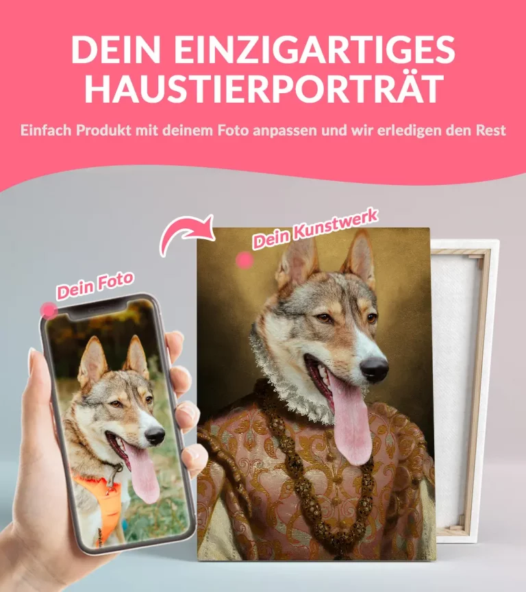 Produktfoto für gerahmtes Royal Hundeporträt mit Produktdetails