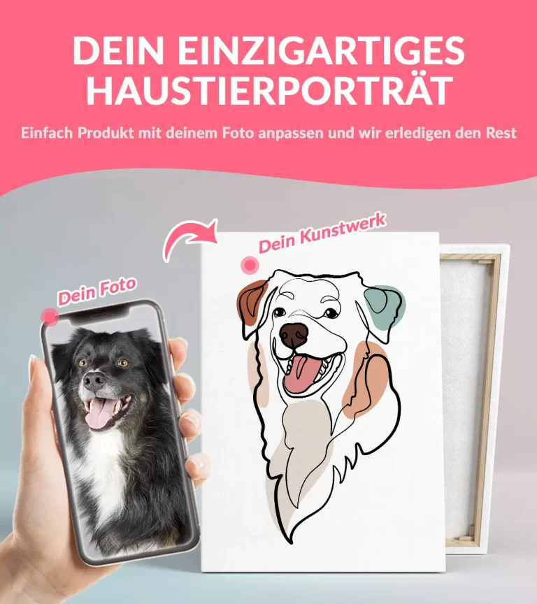 Produktfoto für gerahmtes Hundeporträt mit Produktdetails