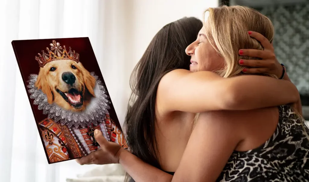 Geschenkübergabe von Royal Hunde-Porträt auf Leinwand
