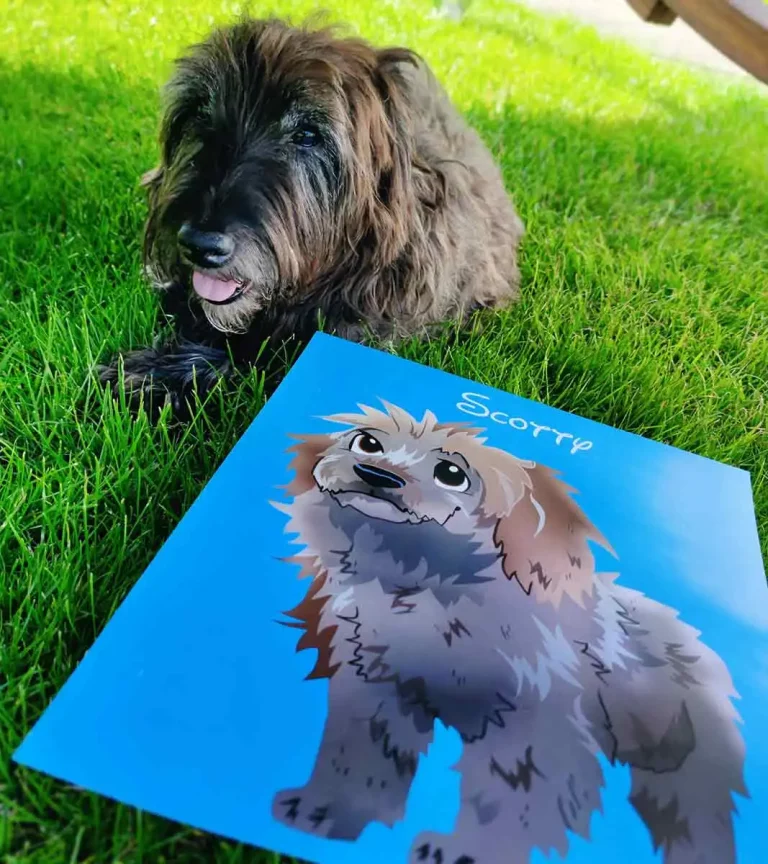Haustierporträt auf Leinwand im Cartoon Stil Hund