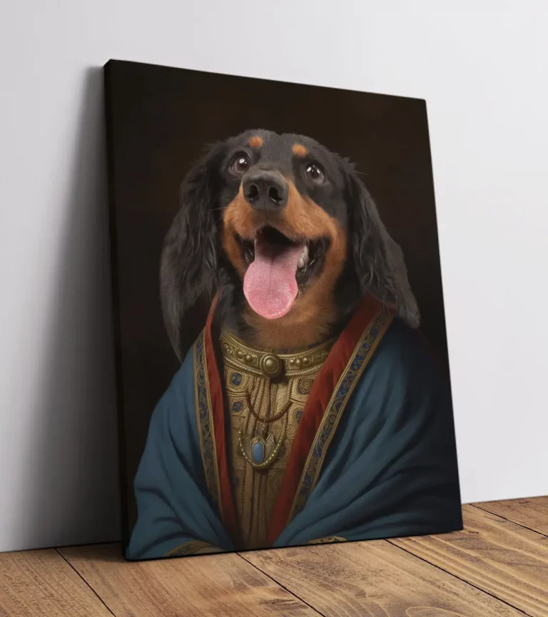 Hundeporträt Adel auf Leinwand - Der flauschige Prinz