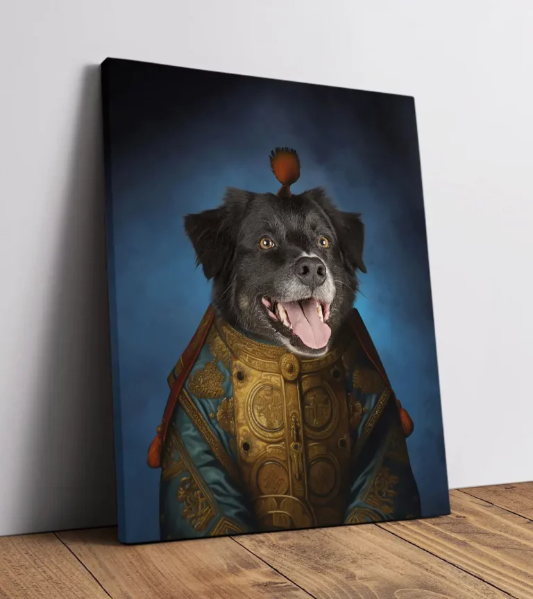 Hundeporträt Adel auf Leinwand - Genghis Wuff