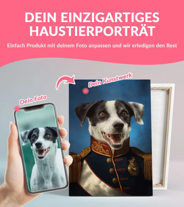 Hundeporträt Adel auf Leinwand - Admiral Immerfrech