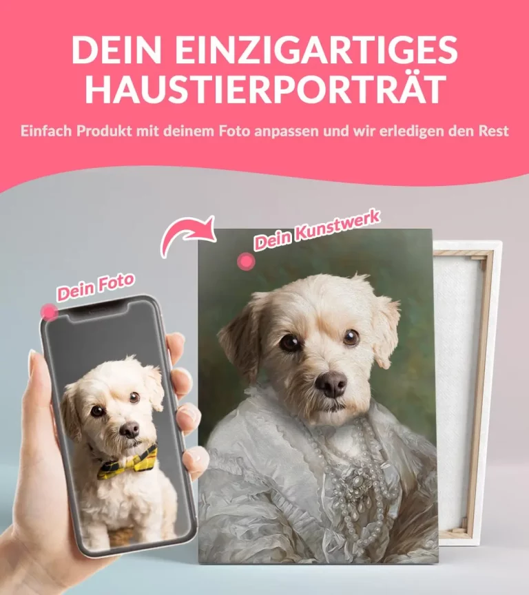Hundeporträt Adel auf Leinwand - Fräulein Zuckersüß
