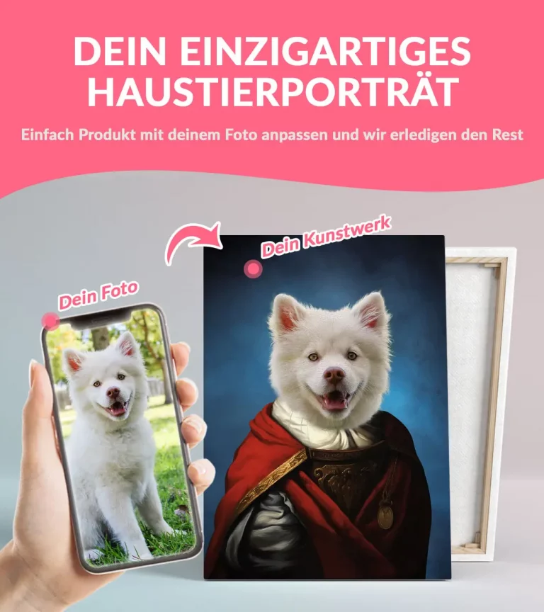 Hundeporträt Adel auf Leinwand - Kaiser Wuschelfell