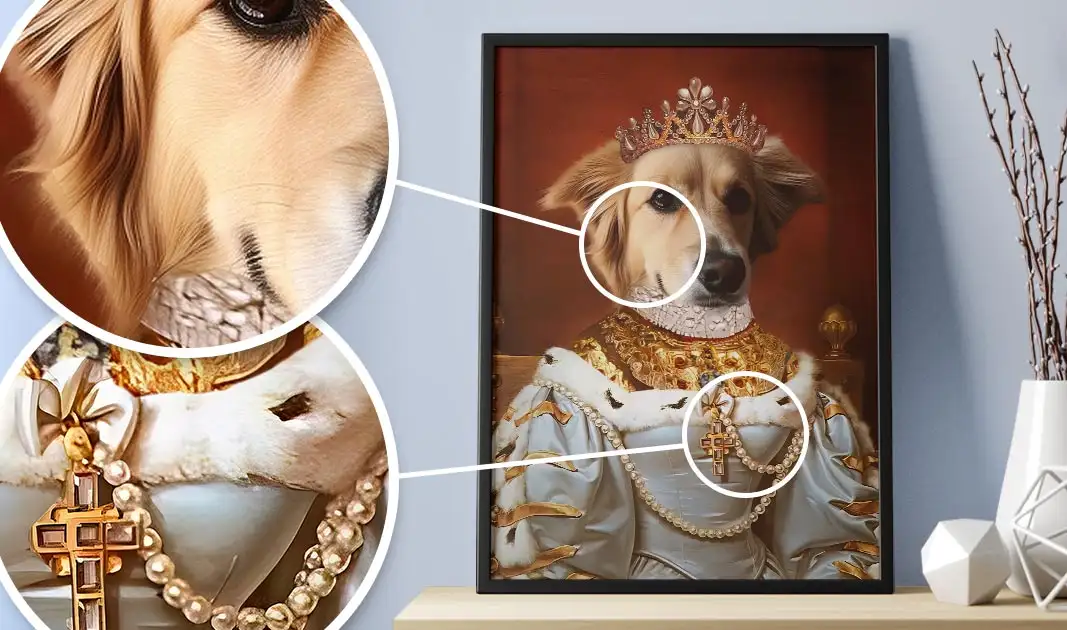 Hundeporträt Adel auf gerahmten Poster - Königin Faulpelz