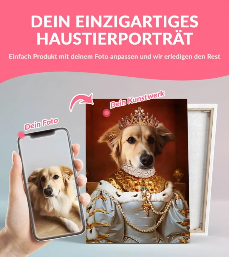 Hundeporträt Adel auf Leinwand - Königin Faulpelz