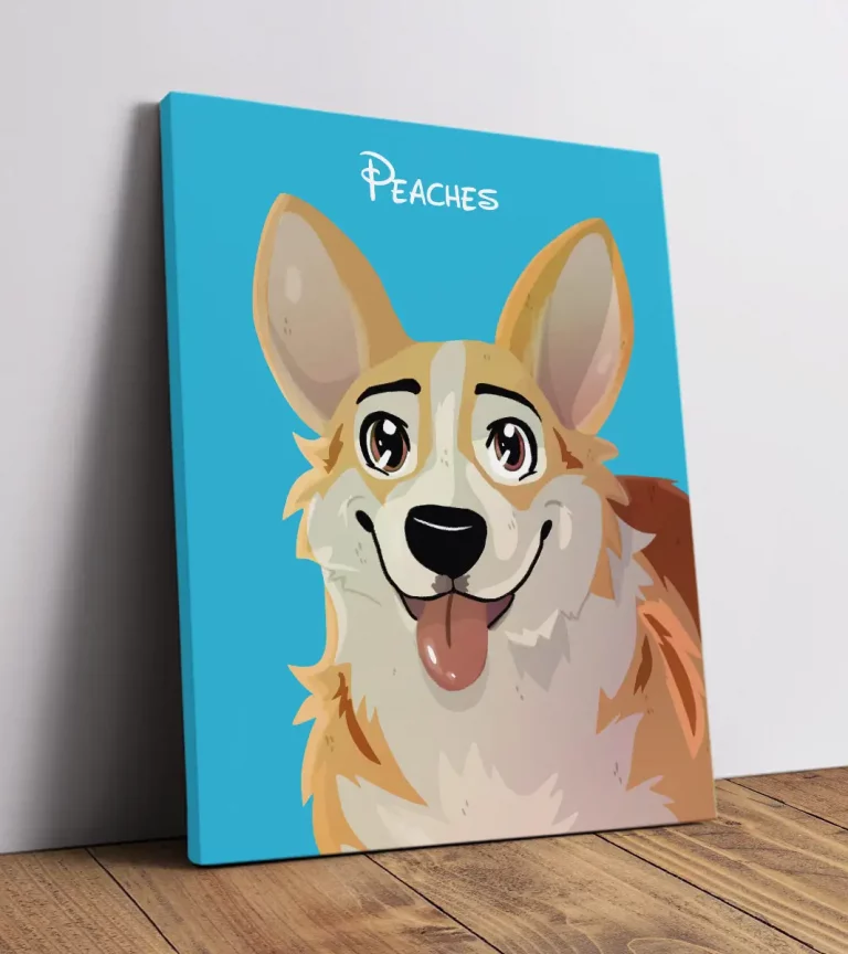 Hund als Cartoon - Personalisiertes Haustierporträt auf Leinwand