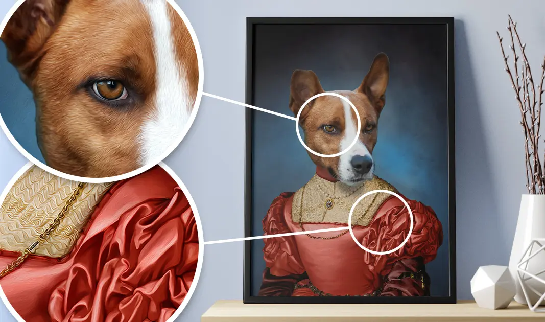 Hundeporträt Adel - Die hübsche Prinzessin - gerahmtes Poster